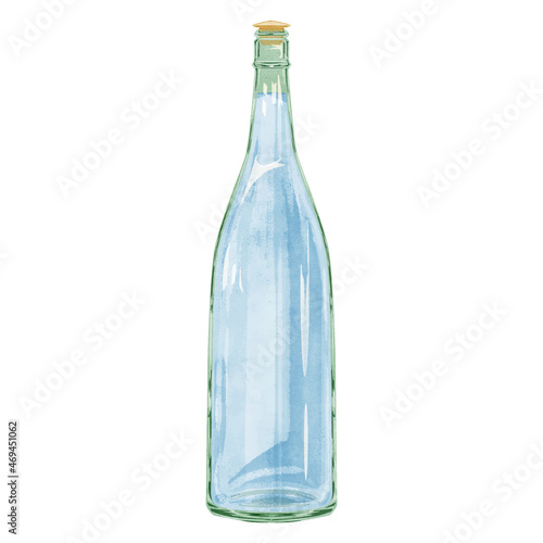 瓶に入った料理酒の手描き水彩風イラスト