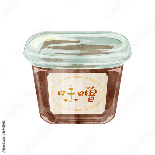 パックに入った味噌の手描き水彩風イラスト