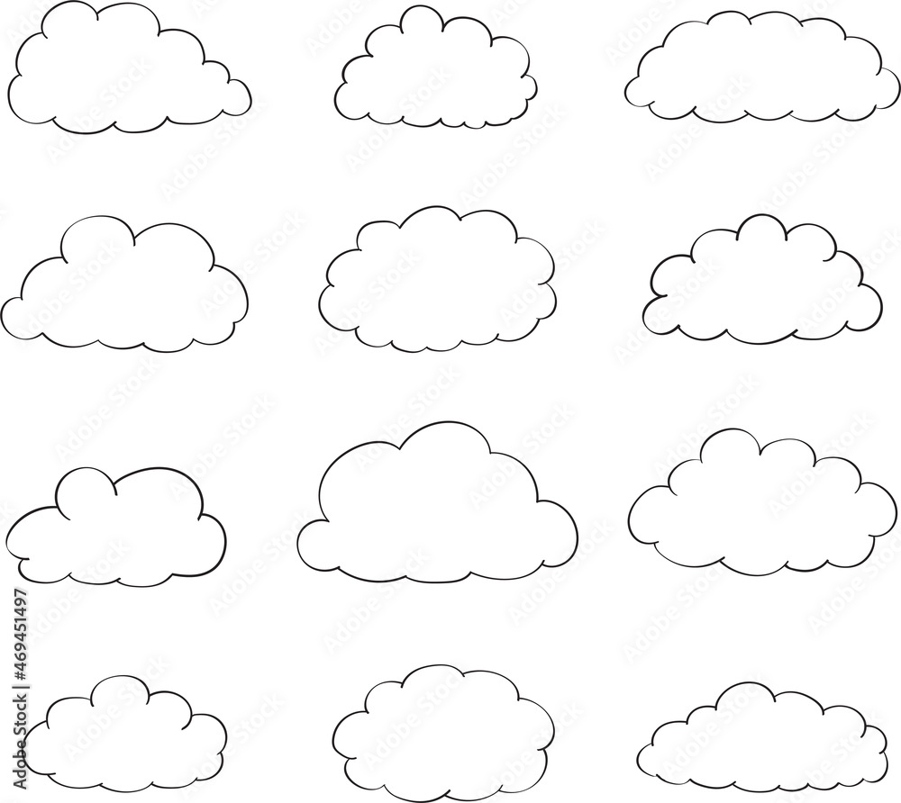 Thin Line Cloud Vector Collection Thin Line Cloud Vector Collection