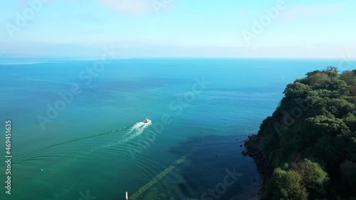 Boat in blue water