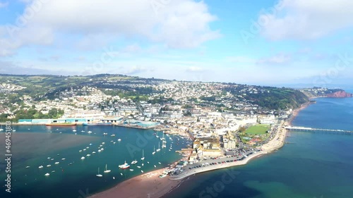Aerial view of seaside town Teignmouth in Devon on a sunny day