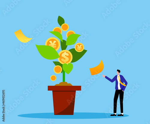 Obraz na plátně Cash cow, investment, financial management, wealth, finance, profit, income, val