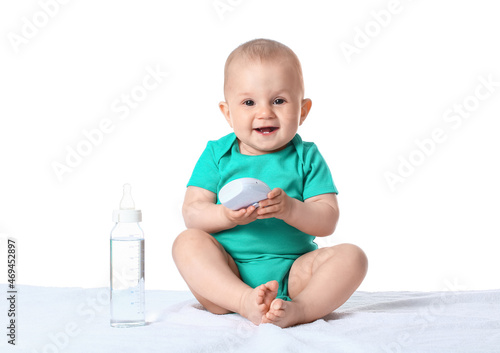 Cute little baby with monit...