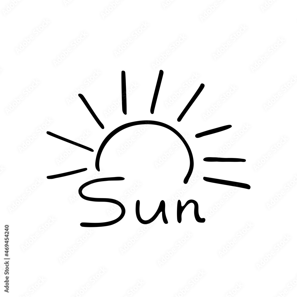 Summer doodle sun. Nice warm weather. Sunburn on vacation. Hand drawn thin line art vector illustration. Isolated simple element. Summer doodle sun. Nice warm weather. Sunburn on vacation. Hand drawn thin line art vector illustration. Isolated simple element.