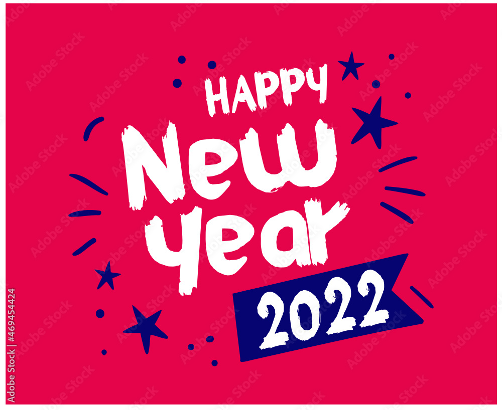 Obraz premium 2022 Happy New Year Holiday Illustration White And Blue Vector Abstract With Pink Background