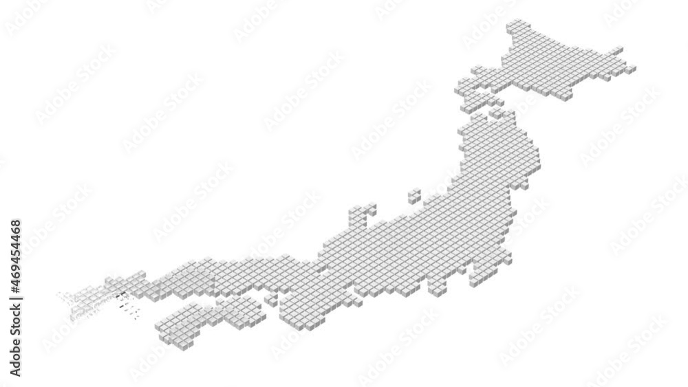 キューブドットの3D日本地図アニメーション キューブドットの3D日本地図アニメーション