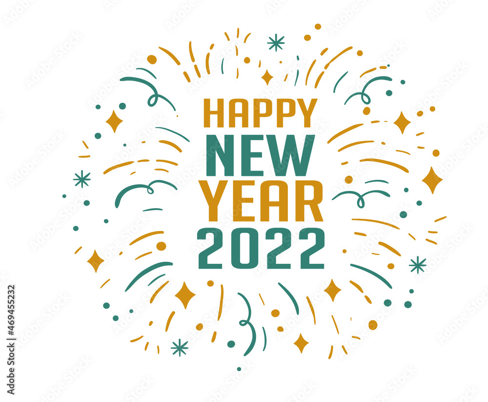 2022 Happy New Year Holiday Illustration Vector Abstract With White Background
