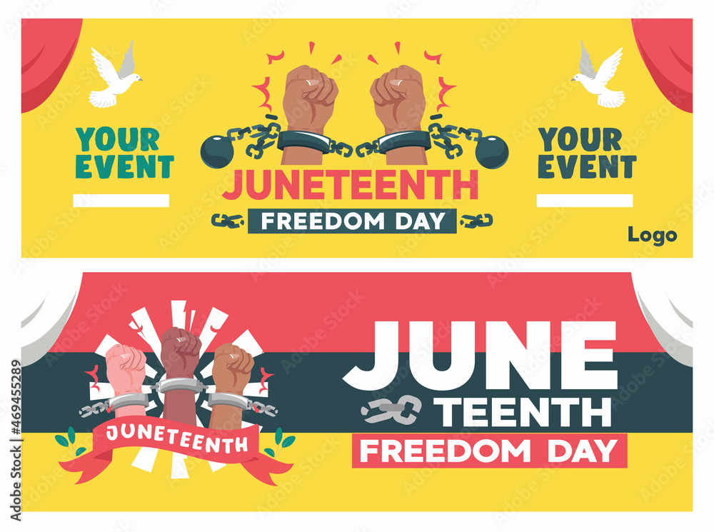 juneteenth. illustration of breaking chains for banner