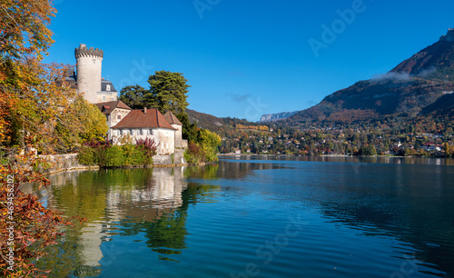 Castle of Duingt  autumn  near lake of Annecy  France