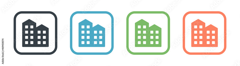 Property vector icon. Real estate symbol with a building illustration Property vector icon. Real estate symbol with a building illustration