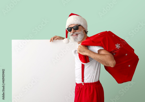 Cool Santa Claus with blank...