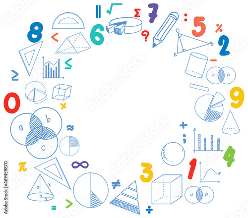 Blank math template with math tools and elements
