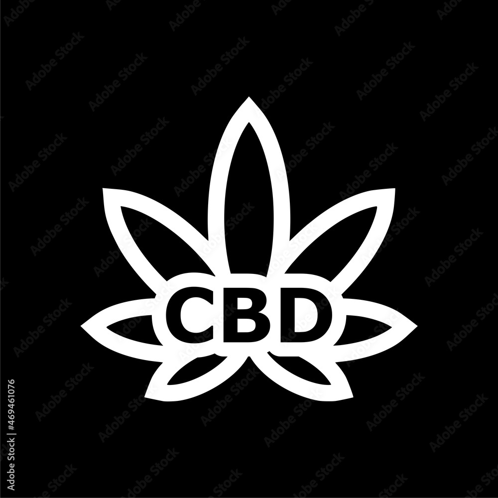 CBD icon isolated on dark background CBD icon isolated on dark background