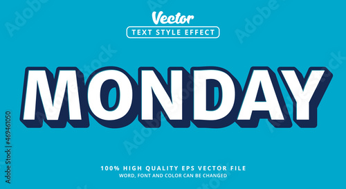 Editable text effect, Monday text color blue with modern style