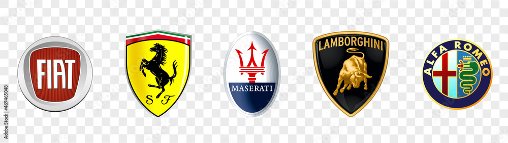 Kiev, Ukraine, 14 November, 2020: Italian Car brands logos collection ...