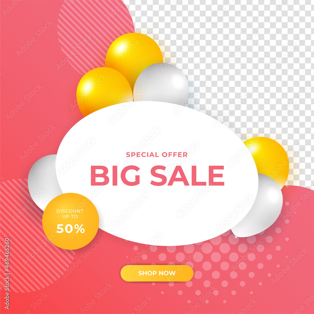 Modern sale post template design background with balloon. Flash sale, Christmas, Valentine, New Year, Summer sale. Suitable for social media, presentation, flyer, poster, invitation, web internet ads. Modern sale post template design background with balloon. Flash sale, Christmas, Valentine, New Year, Summer sale. Suitable for social media, presentation, flyer, poster, invitation, web internet ads.