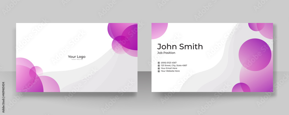 Modern white purple business card design template. Creative elegant and clean business card template with corporate concept and abstract background. Vector illustration