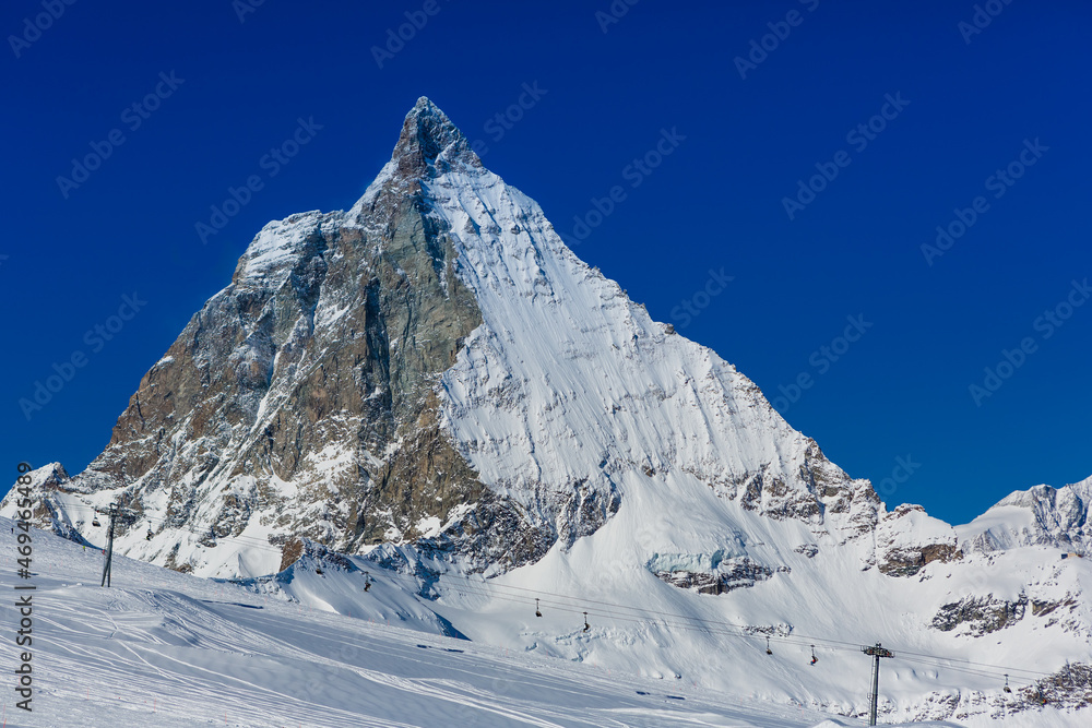 Matterhorn is a mountain in the Pennine Alps on the border between Switzerland and Italy