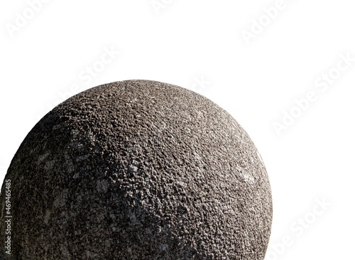 Large granite ball  cut out  on a white background