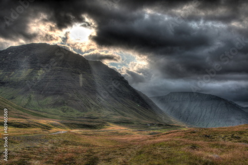 Cloudy weather in West Fjords on Iceland, Europe 