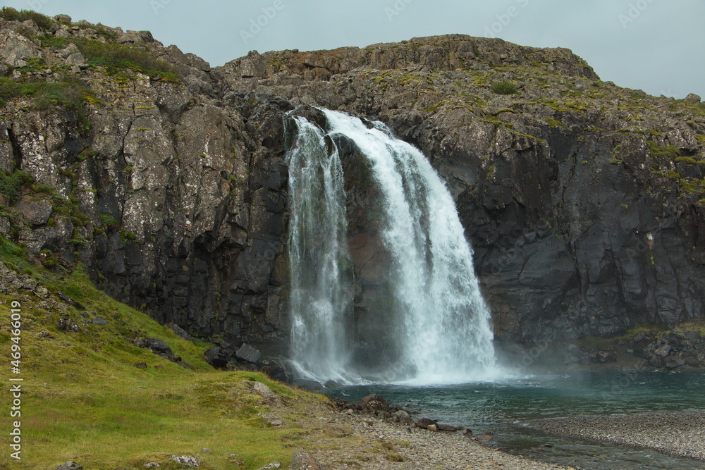 Waterfall on river Fossa at Fossfjördur, West Fjords, Iceland, Europe
Waterfall on river Fossa at Fossfjördur, West Fjords, Iceland, Europe