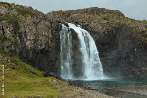 Waterfall on river Fossa at Fossfj  rdur  West Fjords  Iceland  Europe 