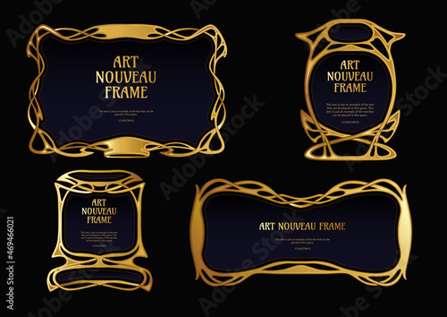 Label, decorative frame, border. Element for design. Template for product label, cosmetic packaging. Vector illustration. In art nouveau style, vintage, in gold colors