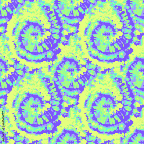Vector Tie and Dye Seamless. Ethnic Pattern. Floral Bohemian Pattern. Blue Mottled Design. Creative Pattern Print. Blue Tie Dye Tile. Watercolor Textile Print. Tie Dye Wash.