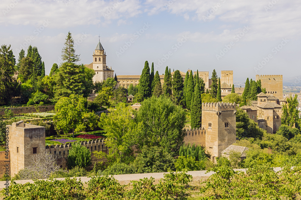 The watchtowers of the Alhambra, seen from the way to the Generalife