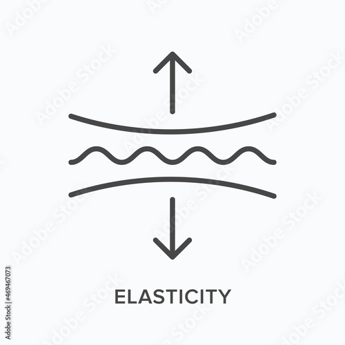 elasticity flat line icon. Vector outline illustration of flexible surface . Black thin linear pictogram for skin care