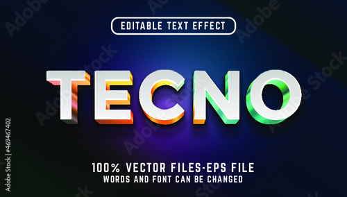 tecno 3d text effect. editable text effect premium vectors