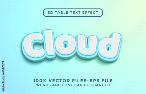 cloud 3d text efeect. editable text premium vectors