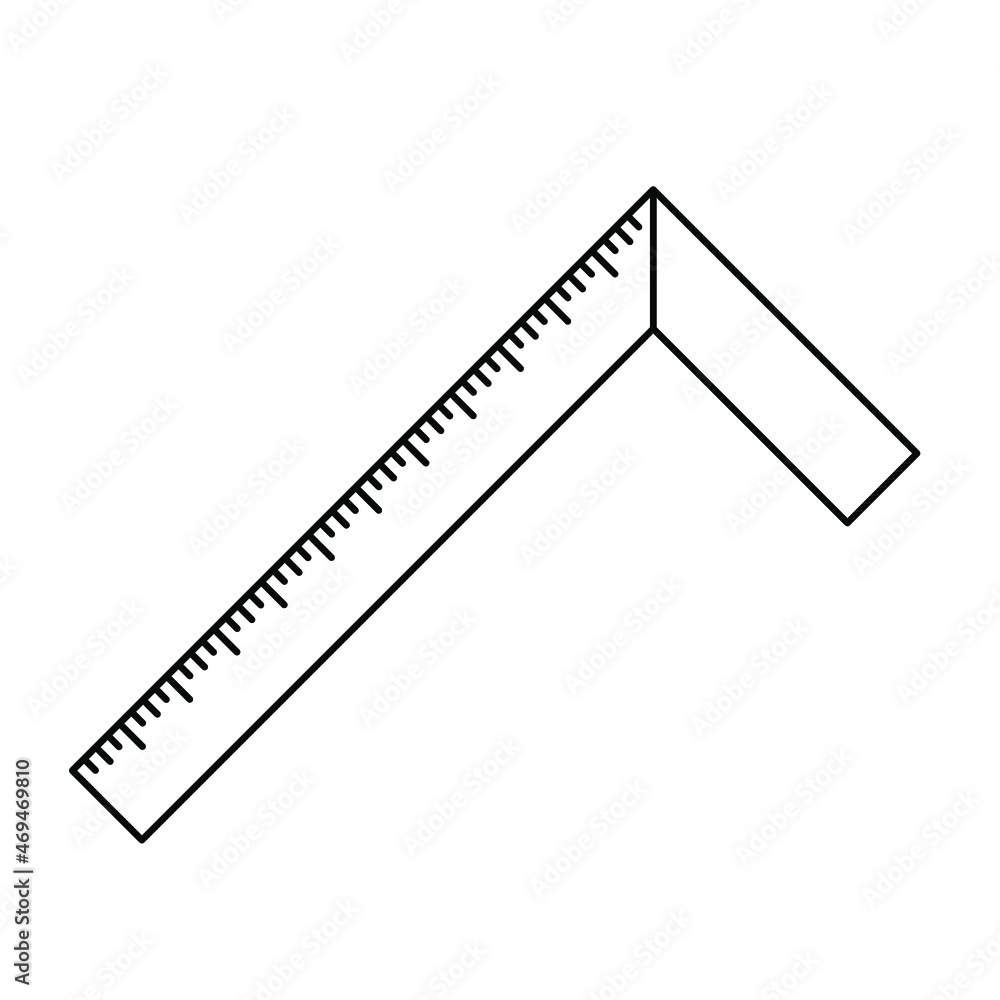 Hand Drawn A Set Of Rulers And Triangles. Vector Illustration Of A