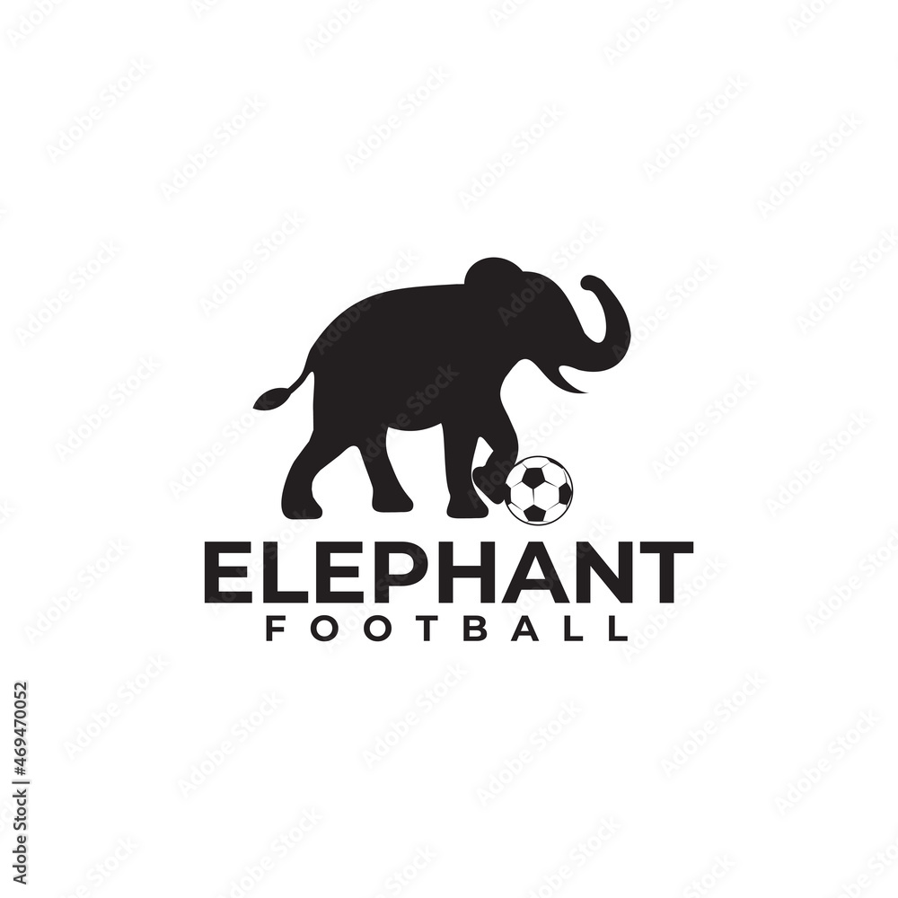 Elephant kicks ball logo design