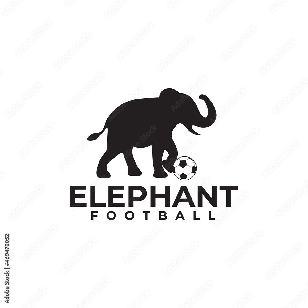 Elephant kicks ball logo design Elephant kicks ball logo design