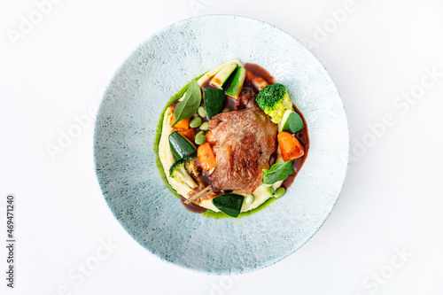 Goose Legs with vegetables isolated