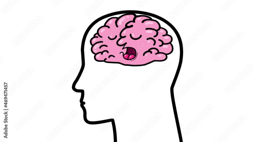 Cartoon sleeping brain inside a human head contour as a symbol. Not creative man. Good for any video material with concept like training or for explainers. Cartoon sleeping brain inside a human head contour as a symbol. Not creative man. Good for any video material with concept like training or for explainers.