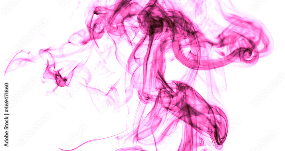 Fototapeta premium Pink smoke on a white background.