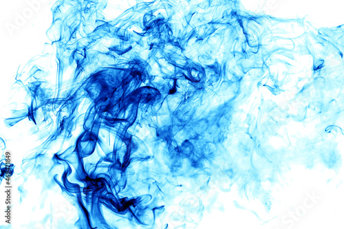 Blue smoke on a white background.