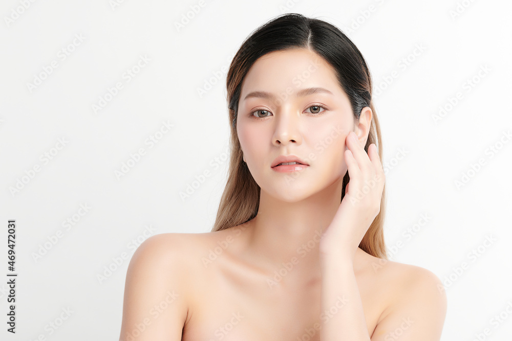 Beautiful young asian woman with clean fresh skin on white background, Face care, Facial treatment, Cosmetology, beauty and spa, Asian women portrait. Beautiful young asian woman with clean fresh skin on white background, Face care, Facial treatment, Cosmetology, beauty and spa, Asian women portrait.