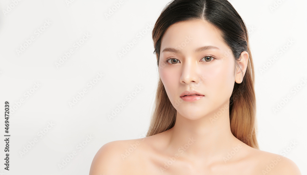 Beautiful young asian woman with clean fresh skin on white background, Face care, Facial treatment, Cosmetology, beauty and spa, Asian women portrait. Beautiful young asian woman with clean fresh skin on white background, Face care, Facial treatment, Cosmetology, beauty and spa, Asian women portrait.
