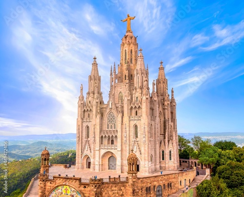 Sacred Heart Temple on Mount Tibidabo, Barcelona, Spain