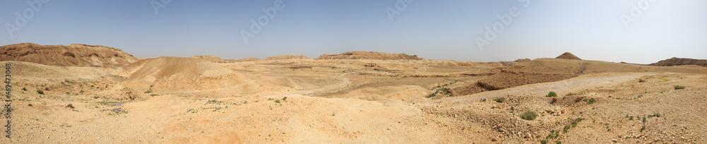 panorama of rocks and hills in the Judean desert in Israel