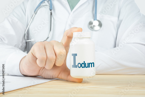 Essential supplement iodine, iodum for human. doctor recommends taking iodine, iodum. doctor talks about Benefits of iodine, iodum. I Health Concept