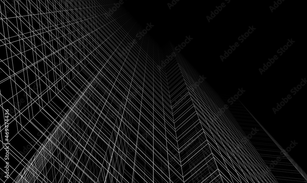 Naklejka premium Modern architecture digital drawing
