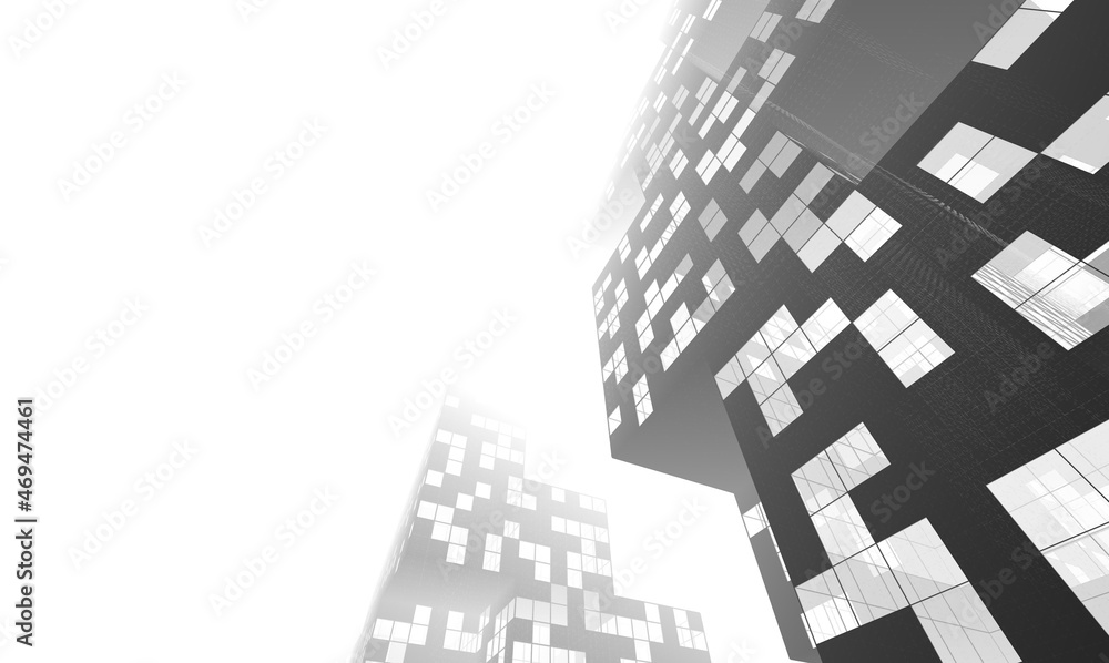 Naklejka premium Modern architecture digital drawing