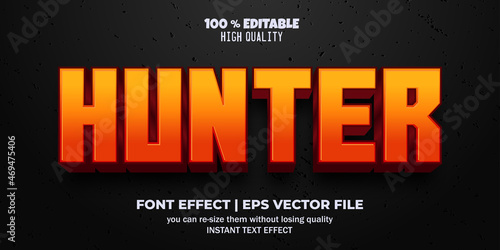 Editable text effect. hunter game text style