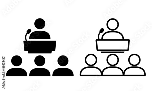 Conference icon. Public speaking, seminar symbol. Illustration vector  photo