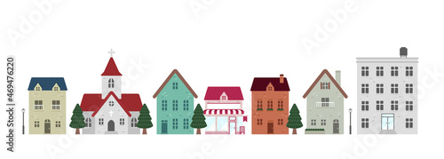 Simple horizontal townscape vector illustration