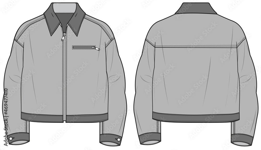 Biker Jacket Technical Drawing - Jacket Sketch Drawing | Boddeswasusi
